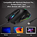 Miniatyrbilde 5 av 5: USB-C Mus Type C Ergonomisk Ledningsbasert Mus RGB Spillmus Optisk Mus