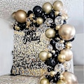 Miniatyrbillede 2 af 5: 121 stk. Guld Sort Balloner Bue Guirlande Sæt Guld Paillet Balloner til Bryllup Dimission Fødselsdag Julefrokost Dekoration