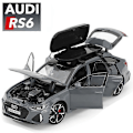 Miniatyrbild 2 av 5: 1/32 RS6 Leksaksbilmodell med Ljud Ljus Dörrar Öppnade Legering Diecast Modellfordon Samling Leksak för Pojke Vuxen Festivalpresent Black