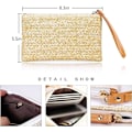Miniatyrbillede 2 af 5: Kvindernes Halm Clutch Taske Bohemian Sommer Strandtasker Vævning Håndtaske Kvinder Håndtaske Pung Lynlås Wristlet Taske Halm Clutch Pung Halm Håndtaske