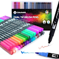 Miniatyrbild 1 av 6: Färgpennor för vuxna Scherry Dual Tip Brush Pens Pack 36 Filtpennor Färgade Konstpennor för Vuxna Barn Kalligrafi Markörer Komisk Bokstäver