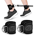 Miniatyrbillede 2 af 5: PIAO 1 Par Ankelfastgørelser til Kabelmaskine Kickbacks, Glute-træning, Underkropsøvelser - Justerbare Benstropper med Neoprenpolstring Black