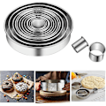 Miniatyrbilde 1 av 5: 12 stk runde kake- og kjeksutstekere, 304 rustfritt stål kakeutstekere og donututstekeringer for deig, bakverk, kjeks, muffins, fondant