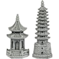 Miniatyrbillede 1 af 8: 2 stk. Mini Pagode Statue Zen Miniature Pagode Hexagon Figurine DIY Mikro Landskab Fe Hjemmehave Dukkehus Ornamenter