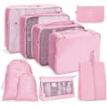 Miniatyrbillede 1 af 4: 8 stk. Rejseorganisatorposer, Bagagepakkeposer med Sko Opbevaringsposer, Mesh Makeupposer pink