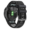 Miniatyrbillede 1 af 2: 26mm Urrem til Garmin Tactix 7 Pro / Fenix 7x / 6x Pro / 5x Plus, Glat Silikon Dobbelt-farvet Håndledsrem Black Grey