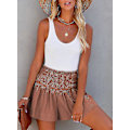 Miniatyrbillede 2 af 5: Dame Shorts Bomuld Høj Elastisk Talje Plisseret Flæse Sød Shorts Strand Flydende Afslappede Shorts S-xl Pink X-Large