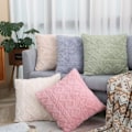 Miniatyrbilde 2 av 3: 2 Pak Myk Plysj Grønn Pudetrekk 45x45cm Kvadratiske Putevar med Kort Myk Kunstig Ull Putevar for Sofa Soverom Stue