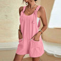 Miniatyrbilde 5 av 5: Solid Sele Løse Shorts Jumpsuit Personlig Kul Stil Hudvennlige Shorts For Daglig Bruk Ferie Shopping Ferie Red M