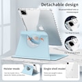 Miniatyrbillede 5 af 5: Etui med Stativ til iPad Pro 13 (2024) - Læder + Klar Akryl Aftageligt Tablet Cover - Babyblå Light blue iPad Pro 13 (2024)