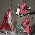 Miniatyrbillede 4 af 5: 2023 Vespa Regnsæt Herre/Mænd Lynlås Hætte Poncho Motorcykel Regntøj Lang Model Vandreponcho Miljøvenligt Regn Regnsæt sommer-Yvan Black2 xL