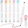 Miniatyrbild 1 av 6: 6 st kattklos highlighter-pennor, söta highlighter-set i pastellfärger, 12 färger, dubbelsidiga highlighter-pennor, söta tecknade figurer