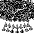 Miniatyrbilde 1 av 5: 100 stk. Pigger Kjegle Nagler Metall 10mm Spots Nagle Kjegle Skru Nagler Lær Håndverk DIY Håndverk Rock Klær Håndarbeid Tilbehør Black-Silver