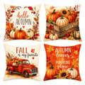 4-pack kuddfodral 45 × 45 cm med pumpamönster, höstdekoration och dekorativa tacksägelsekuddar för soffa, vardagsrum D