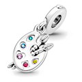 Miniatyrbilde 5 av 5: Artist's Palette Dangle Charm 925 Sterling Sølv Dangle for Pandora Armbånd Musiker Kvinner