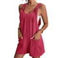 Miniatyrbilde 1 av 5: Solid Sele Løse Shorts Jumpsuit Personlig Kul Stil Hudvennlige Shorts For Daglig Bruk Ferie Shopping Ferie Rose Red L