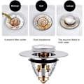 Miniatyrbild 3 av 5: Universal Pop Up Avlopp Rostfritt Stål Sänka Plug Trycktyp Studsande Kärn Avloppsplugg Kök Badrum Sänka Universal 35 - 38mm