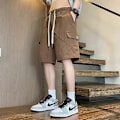 Pikkukuva 5 / 5: 2024 uudet suuret miesten cargo-shortsit kesäksi, ohuet, trendikkäät, väljät urheilulliset vapaa-ajan housut Coffee color XL