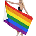 Miniatyrbilde 1 av 5: Mikrofiber Strandhåndkle Overdimensjonert, Regnbueflagg LGBT Pride Dame Badehåndkle, Stort Strandhåndkle for Voksne, Strandhåndkle for Reise Bad Yoga 32 x 52 Tommer (
