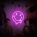 Miniatyrbild 5 av 5: Smiley Face Neon-skylt med smält leende - Smält leende Neon-skyltar LED-skylt för väggdekoration Dimbar Neon Smiley Face Ljusskyltar för sovrum, barnrum, fest, rosa W