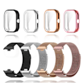 Miniatyrbilde 3 av 6: Metallreim for Xiaomi Redmi Watch 4 med TPU-etui skjermbeskytter myk film erstatning Milanese magnetisk sløyfe armbånd Redmi Watch 4 Blue Pink