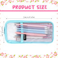 Miniatyrbillede 2 af 7: Gitternet Pencil Case Stor Kapacitet Blyantpose Transparent Makeup Pung Kosmetikpung til Studerende Skole College Kontor Blue