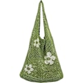 Miniatyrbilde 1 av 5: Kvinners heklede håndvesker sommer strand vevde vesker boho strikkede skulder vesker blomster shopping reise casual vesker for festivaler