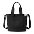 Miniatyrbillede 3 af 4: Multi-lomme Tote Bag med lynlås, Canvas Japansk Håndlavet Håndtaske med rum, Multifunktionel Skuldertaske Black