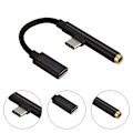 Pikkukuva 3 / 5: Hiborth 2-in-1 Type-C - USB-C 3,5 mm liitäntäkaapeli kuulokkeille puhelimen muuntaja Red