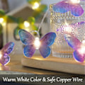 Miniatyrbillede 3 af 5: 20 LED Butterfly Lysstreng, 3 Meter Batteridrevet Lilla Butterfly Lys til Hjem Indendørs Udendørs Have Bryllup Fest Ferie Dekoration
