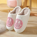 Miniatyrbillede 1 af 3: Sutsko Smiley Face Sutsko Kvinder Smile Sutsko Happy Face Sutsko Retro Smiley Face Blød Plys Behagelig Varme Slip-on Sutsko Pink 42-43