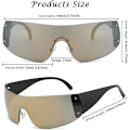 Miniatyrbillede 3 af 6: Trendy Rimless Solbriller til Kvinder og Mænd, Shield Wrap Around Solbriller Oversized Futuristisk Fashion Solbriller UV400 Shades