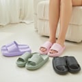 Miniatyrbillede 5 af 7: Cloud Sliders til kvinder og mænd, skridsikre badeværelses slippers til kvinder om sommeren, bløde flip flop pude sliders, platform pool sliders brusebadssko til indendørs Green 1 5.5 to 6.5 UK