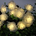 Miniatyrbilde 1 av 5: Solcellelys for hagen, 6M 30LED Roseblomst Fairy Strings Blomster Solcellelys Utendørs Vanntett (Varmt Hvit)