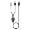 Miniatyrbillede 1 af 5: 1 Split 2 Type C til USB A 3,5 mm Aux Kabel Stereo Hifi Lyd til Bilhøjttalere Black