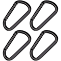 Miniatyrbillede 1 af 6: Sort fjederlås karabinhage klips heavy duty 3 tommer D-formet stålklips link spænde M8x80mm 4stk