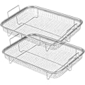 Miniatyrbillede 1 af 5: Airfryer-kurv til ovn, grillkurv i rustfrit stål, non-stick netkurv, airfryer-bakke