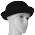 Miniatyrbillede 5 af 5: 1 stk. Melon Bowler Hat Hat Bowler Hat Bowler Hat Filthat Chaplin Hat Ridehat (Sort)