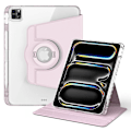 Miniatyrbillede 1 af 5: Etui med Stativ til iPad Pro 13 (2024) - Læder + Klar Akryl Aftageligt Tablet Cover - Pink Pink iPad Pro 13 (2024)