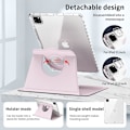 Miniatyrbillede 5 af 5: Etui med Stativ til iPad Pro 13 (2024) - Læder + Klar Akryl Aftageligt Tablet Cover - Pink Pink iPad Pro 13 (2024)