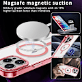 Miniatyrbild 3 av 5: Skal för iPhone 16 Pro Max Kompatibelt med MagSafe TPU+PC Transparent Telefonskydd Pink