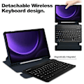 Miniatyrbillede 4 af 5: Kompatibel med Samsung Galaxy Tab S9 FE Taske Læder+Akryl Roterende Støtte Cover med Bluetooth Tastatur DarkBlue