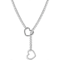 Miniatyrbillede 1 af 4: Hjerteformet O-Ring Slip Chain Halskæde til Kvinder Rustfrit Stål Cuban Chain Hjerteformet Halskæde Punk Rock Krage Halskæde Håndlavet Silver