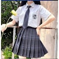Miniatyrbild 1 av 3: Jk Uniform Komplett Set Broderad Skjorta Plisserad Kjol XL Carbon Grey