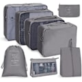 Miniatyrbillede 1 af 4: 8 stk. Rejseorganisatorposer, Bagagepakkeposer med Sko Opbevaringsposer, Mesh Makeupposer gray