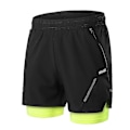Pikkukuva 1 / 5: 2-in-1 Miesten Juoksushortsit Vetoketjutaskuilla Nopeasti Kuivuvat Treenausshortsit Kuntosalille black,green XL