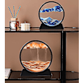 Miniatyrbilde 4 av 5: Bevegelig Sandkunstbilde Rundt Glass - 3D Naturlandskap Flytende Sandramme Timeglass Dekor Blue 7in