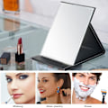 Miniatyrbild 5 av 5: PU Läder Bärbar Fällbar Sminkspegel Makeup Spegel med Justerbart Stativ för Resor Bordsskiva 7X10 Tum