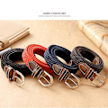 Miniatyrbillede 4 af 4: Elastisk stof flettet bælte, slidstærkt strækvævet bælte til unisex mænd/kvinder/unge Red Black Wrap tail