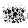 Pikkukuva 2 / 5: Unisex Lehmänkuvioinen Bucket Hat - Puuvillainen Lehmän Hattu Söpöillä Sarvikorvilla - Kesäinen Ranta-Aurinkohattu - Kalastajan Hattu - Ulkoilukorkki (Khaki Lehmänkuvio)